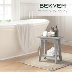 Waterproof Shower Benches for Inside Shower, Poly Lumber Shower Stool with Storage Shelf & Adjustable Feet, SPA Bathroom Seat Chair for Shaving Legs, Indoor or Outdoor Use, Grey