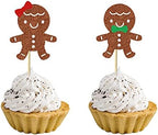 24 Pcs Bow Tie Gingerbread Man Cupcake Toppers Cake Decoration Christmas Baby Gender Reveal Party Dessert Insert MGPFERD
