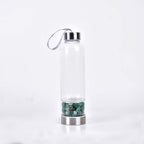 550 Ml Natural Crystal Water Bottle Gemstone Center Natural Quartz Crystal Wand Stick Wand Healing Elixir Point Reiki Crystal Obelisk Natural Quartz Crystal Gem Infused Water Bottle