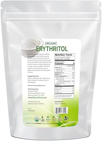 Organic Erythritol - Bulk 10 lb Size - Zero Calorie Alternative Sweetener - Low Glycemic Sugar Substitute - Great for Coffee, Tea, Drinks, Shakes, Cooking & Baking - Vegan, Non GMO & Gluten Free