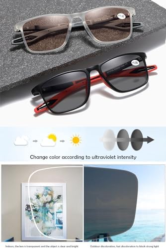 Photochromic Reading Glasses Blue Light Blocking Sun Readers Eyeglasses UV Protection TR90 Sunglasses Eyewear