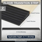 Blulu 2 Pcs 0.7" Rise Threshold Ramps for Doorways Self Adhesive Rubber Ramps for Door Adjustable Cuttable Rubber Door Threshold Ramp for Wheelchair Stroller Scooter (Black, 39 '' L x 2.76'' W)