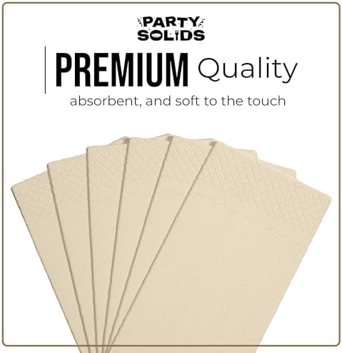 Party Solids Ivory Dinner Napkins Disposable 8" x 4" Folded - 40 Pcs 2 Ply Ivory Napkins Disposable Paper Guest Towels for Bathrooms, Dinners, Everyday Parties & Party Supplies