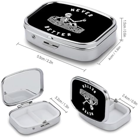 Metal 2 Compartment Pill Organizer Travel Friendly Portable Compact Pill Box Cute Pill Case,for Pocket Wallets Daily Portable Medicine Vitamin Tablet Storage (Better)