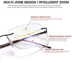 Rimless Progressive Multifocus Reading Glasses Blue Light Blocking No Line Multifocal Computer Readers for Women Men Rectangular Eyewear Titanium Lightweight Magnification Presbyopia Eyeglasses
