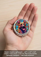 German Shepherd Dog Art Small Box for Pill,3 Compartment Pill Case Travel Medicine,Portable Pocket or Purse Pill Organizer Container Holder Hold Vitamins, Medication, Fish Oil Supplements