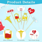 Nurse Cupcake Toppers, 28PCS Glitter Nursing School Graduation Cupcake Picks, Medical Rn Graduation 2026 Cake Toppers for Happy Nurse Week Nursing Grad Themed Birthday Party Cake Decorations Supplies
