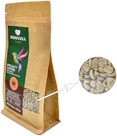 Indianna Cafe | Specialty Unroasted Coffee | 100% Brazilian Arabica Green Coffee (8.8 oz) | Whole Unroasted Beans | Raw Specialty Beans