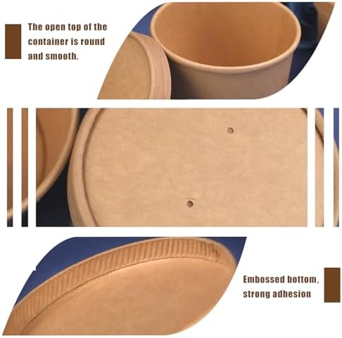 JarThenaAMCS 120 Pack 16 Oz Kraft Paper Soup Containers With Lids Disposable Ice Cream Pint Cups Microwavable Serving Bowls For Home Restaurant Kitchen Food Storage