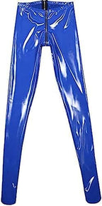 ANTIY Latex Soft Trousers Rubber Pants with Foot Women Sexy Leggings Natural Latex Handmade Gummi Leggings with Zipper,Blue,Blue,XX-Large