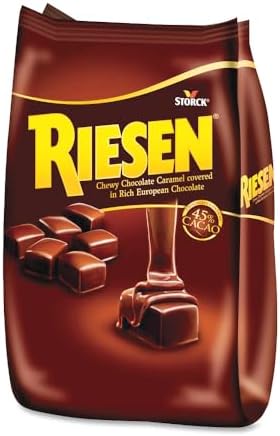 Riesen Dark Chocolate Covered Caramel Candies - Individually Wrapped Soft & Chewy Candy Pieces, 45% Cacao, European Dark Chocolate - 30 oz Bulk Bag (Pack of 1)