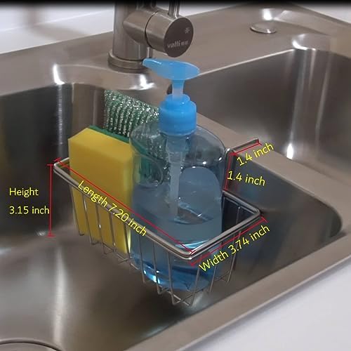 Kitchen Sponge Holder - JIANYI Stainless Steel Holder, Kitchen Sink Caddy, Dishwashing Liquid Drainer Rack - Sink Organizer for Sponge Brush Soap Towel and Sink Supplies