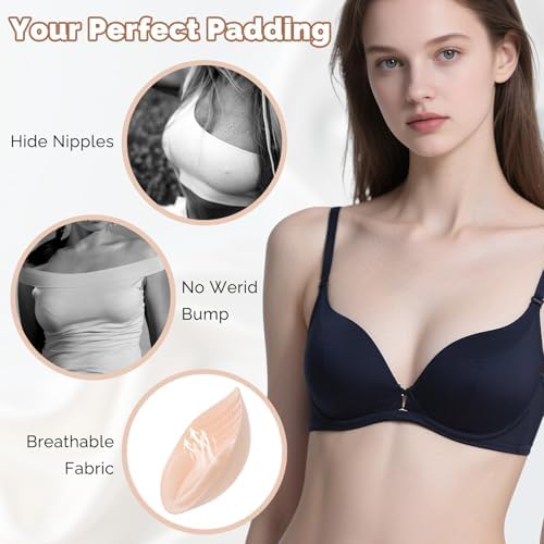 2 Pairs Bra Pad Inserts, 4cm Thick Breast Enhancers Insert for Push Up Removable Bra Cups Inserts for Women Dresses Swimsuits Bikini Sports