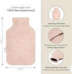 2.0L Fashy Hot Water Bottle with Barker Textiles 100% Wool Cover (Beige) Hot Water Bag with Cover