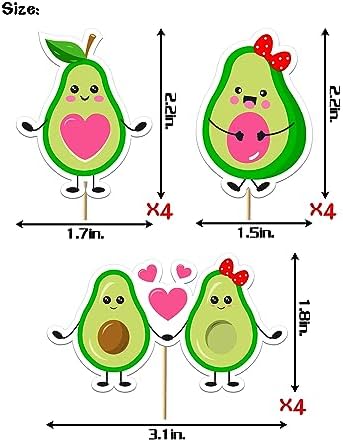 24Pcs Avocado Cupcake Toppers | Avocado Baby Shower Party Decorations for Girls or Boys, Avocado Cake Decorations,Avocado theme Birthday Party Supplies