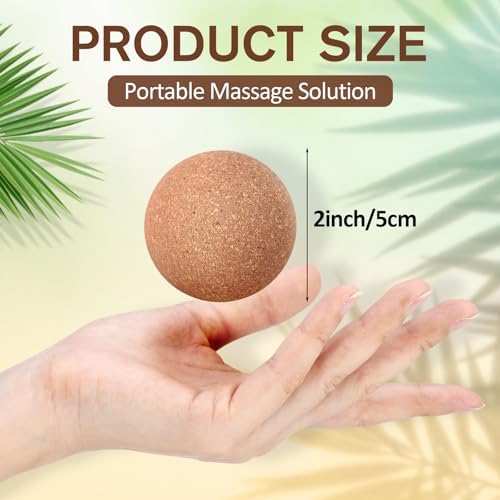 Seenelling 50 Pcs Cork Massage Ball Solid Hard Myofascial Release Yoga Ball for Back Foot Neck Pain Therapy Portable Tissue Muscle Release Tool for Home Office Travel (2 Inch)
