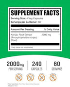 BulkSupplements.com Glucomannan Capsules - as Konjac Root Extract, Glucomannan Supplements, Herbal Supplement - Gluten Free, 4 Capsules per Serving, 240 Count (Pack of 1)