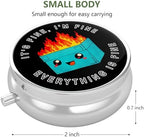 Nipichsha Pill Box, Small Pill Case for Purse & Pocket, Cute Travel Medicine Organizer, Portable Medicine Container Holder to Hold Vitamins, Medication, Fish Oil & Supplement, Cute Dumpster