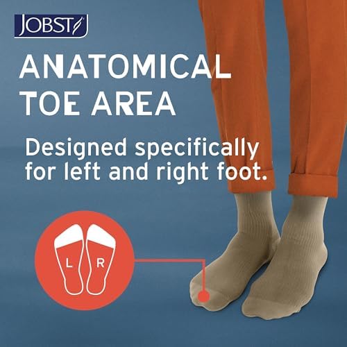 JOBST forMen Compression Socks 20-30 mmHg Knee High, with SoftFit Band, Closed Toe, Black, Large