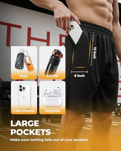 4 Pack Gym Mens Shorts - Basketball Athletic Shorts with Pockets Fitness Clothing Black Workout Quick Dry Shorts
