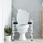 Giantex Toilet Safety Rail Free Standing Safety Assist Frame W/ 360°Rotatable Clip,Adjustable Height & Width Toilet Armrest, 300 LBS Weight Capacity for Disable Elderly Commode Stability Handrails