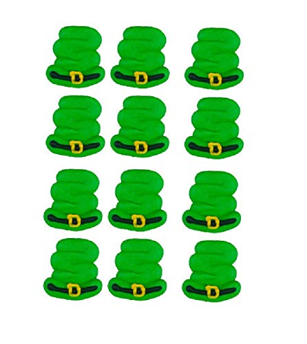 Oasis Supply, Edible Fun Shapes | Sugar Hand Painted Cake, Cupcake Toppers St. Patrick's Day Decorations - 1" Irish Hat - Royal Icing