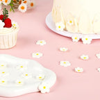 Royal Icing Flowers 32 Count Edible Mini White Blossoms Roses Daisy Sugar Flowers Cake Decorations for Baking Cupcakes Ice Cream Cookies Spring Waffles Cookies Wedding Birthday Cake Party