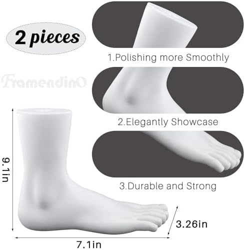 Framendino, 2 Pack White Mannequin Foot Display Holder Stand Model for Home Shop