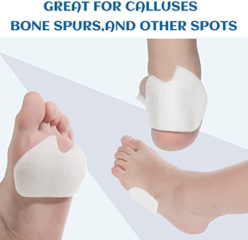 24 Pieces Foot Pads for Dancer Sesamoiditis Pads for Ball of Right Feet Pain Felt Forefoot Cushion Self Adhesive Foot Cushion for Men Women Dancing Pain Relief(White)