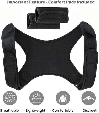 POAGL Adjustable Posture Corrector Brace for Men – Universal Fit Upper Back, Shoulder & Clavicle Support, Helps Improve Posture & Relieve Neck, Shoulder & Back Pain (Patented Design)