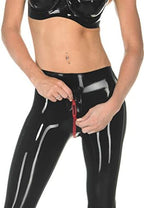 Latex Gummi Rubber Crotch Red Zipped Tiight Trousers 0.6mm (L)