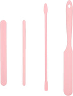 4 Pcs Silicone Wax Stick Set, Reusable Non-Stick Wax Spatulas Flexible Applicator Easy-Clean Essential Waxing Supplies Accessories for Hair Removal at Home & Salon (Pink)