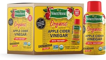 White House Organic Apple Cider Vinegar Shots, Raw Unfiltered, On the Go (Organic, Pack of 24)