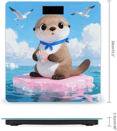 Sea Otter Body Weight Scale Accurate Stable Digital Bathroom Scale Safe Anti-Slip Home Scale with LCD Display, Anti-Slip Base & Safe Rounded Edge Design for Home Use