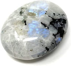 Natural Rainbow Moonstone Oval Worry Stones - Palm Pocket Energy Stone - Hand Carved Moonstone - Healing Crystal for Chakra Reiki Balancing - Polished Gemstones for Anxiety & Meditation