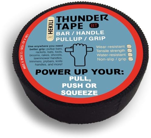 2 Pk Grip Tape - Cloth Grip Tape for Pull Up Bars, Sports, Tools, Handles, Bats, Rackets, Gym Equipment, Wire Wrap - No Residue, Sweat Resistant, 1 Inch x 66 Feet Each Roll - Black