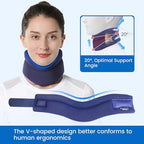 Velpeau Neck Brace for Neck Pain and Support -Soft Cervical Collar for Sleeping in Bed, Snoozing, Sleeping Upright, Anti-Snoring, Sleep Apnea for Women & Men(Blue, Comfort Version, XL: 16.5-18.7"/4")
