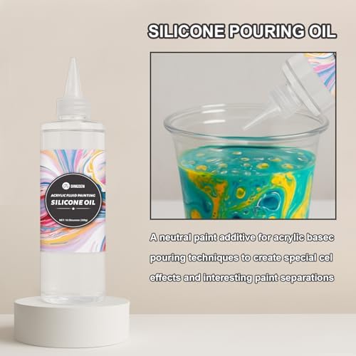 Art Silicone Pouring Oil for Acrylic Paint – 100% Pure High-Grade Silicone Oil for Dramatic Cell Creation, Precision Tip for Easy Control