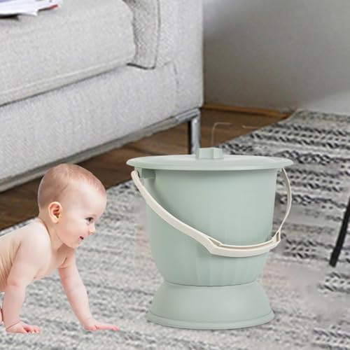 Potty Pot, Portable Bedpan, 4.5L Night Commode Bucket, Chamber Pot, Spittoon Urinal with Lid for Children Bedroom, Green