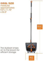 Casabella Quick 'n Easy Upright Broom and Dustpan Set, Gray/Orange, Multi-Surface for Tile, Wood & Laminate Floors