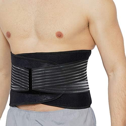 NeoTech Care Neoprene Back Brace for Men or Women - Adjustable & Breathable Lumbar Support Belt for Lower Back Pain (Black, Size XXXXL)