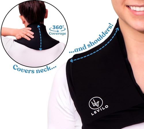LEVILO Ice Pack for Neck, Reusable Neck Ice Pack Wrap for Hot & Cold Therapy, Inflammation, Cold Compress, Injuries, Swelling, Cervical Surgery Recovery, Sprains, Work Stress