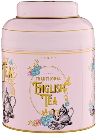 New English Teas Vintage Victorian Tea Caddy with 80 English Teabags (Rose Pink)