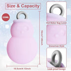 320ml Hot Water Bottle with Knitted Cover, Mini Hot Water Bag Snowman Silicone Design for Pain Relief, Hands, Waist, Back, Neck, Shoulders, Leak Proof Hot Water Bottle with Removable Sweater Cover