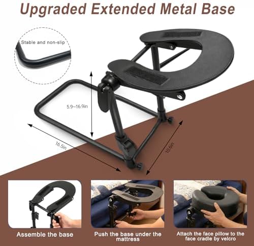 Massage Headrest for Bed, Adjustable Massage Face Cradle, Home Mattress Top Massage Kit, Home Spa and Salon Table Attachment, Face Down Pillow Perfect for Eye Surgery Recovery & Relaxation