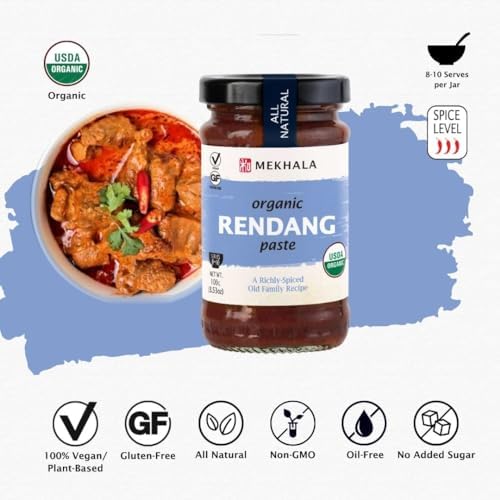 Mekhala Organic Malaysian Rendang Cooking Paste. VEGAN. GLUTEN-FREE. NO ADDED SUGAR. Versatile. HOT (3.53oz)