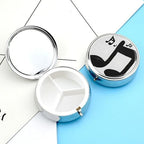Music Note Pill Box 3 Compartments Portable Travel Pill Case Mini Medicine Organizer for Pocket Purse Metal Waterproof Medicine Container Holder Vitamin Fish Oil
