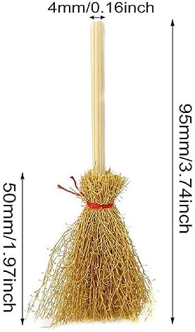 Mini Witches Broomstick Broom Halloween Straw Craft Brush Decorations Witches Wizard Accessory for Halloween Costume Cosplay Party
