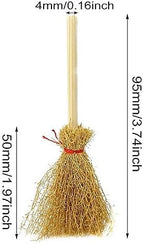 Mini Witches Broomstick Broom Halloween Straw Craft Brush Decorations Witches Wizard Accessory for Halloween Costume Cosplay Party