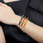 Simple Titanium Rope Steel wire Bracelet, Bracelet with Adjustable Design Polished H Shape Buckle, Fashion Gift for Women Men